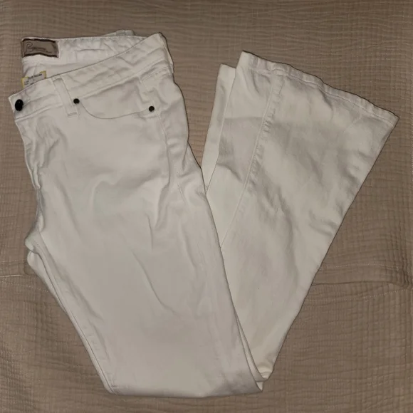 Paige Petite Premium Denim Women's White Flared Jeans EUC Cotton Retro Sz 30 - Picture 5 of 7